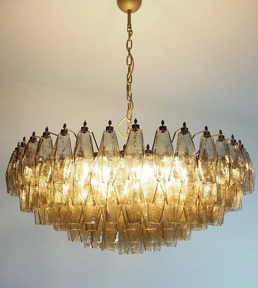 Murano chandelier Poliedri Ø90 - 185 smoke colored glass