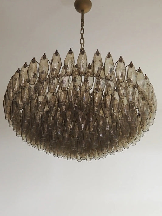 Murano Poliedri Chandelier Ø90 – 185 Smoke Glass Elements