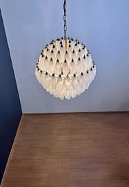 Lustre Murano Poliedri Sphere Ø60 – 140 éléments en verre blanc opalin
