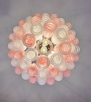 Lustre Murano Tubular Ø65 – 48 éléments en verre albâtre rose et blanc