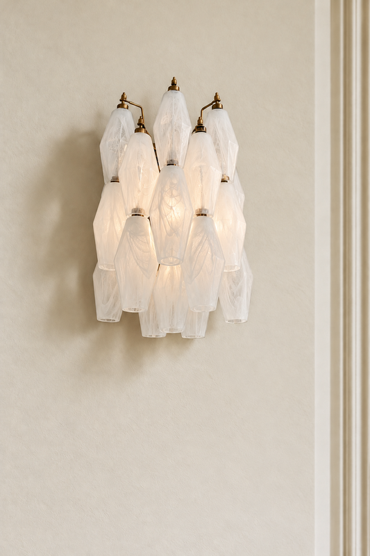 Murano Poliedri Milky White Wall Light