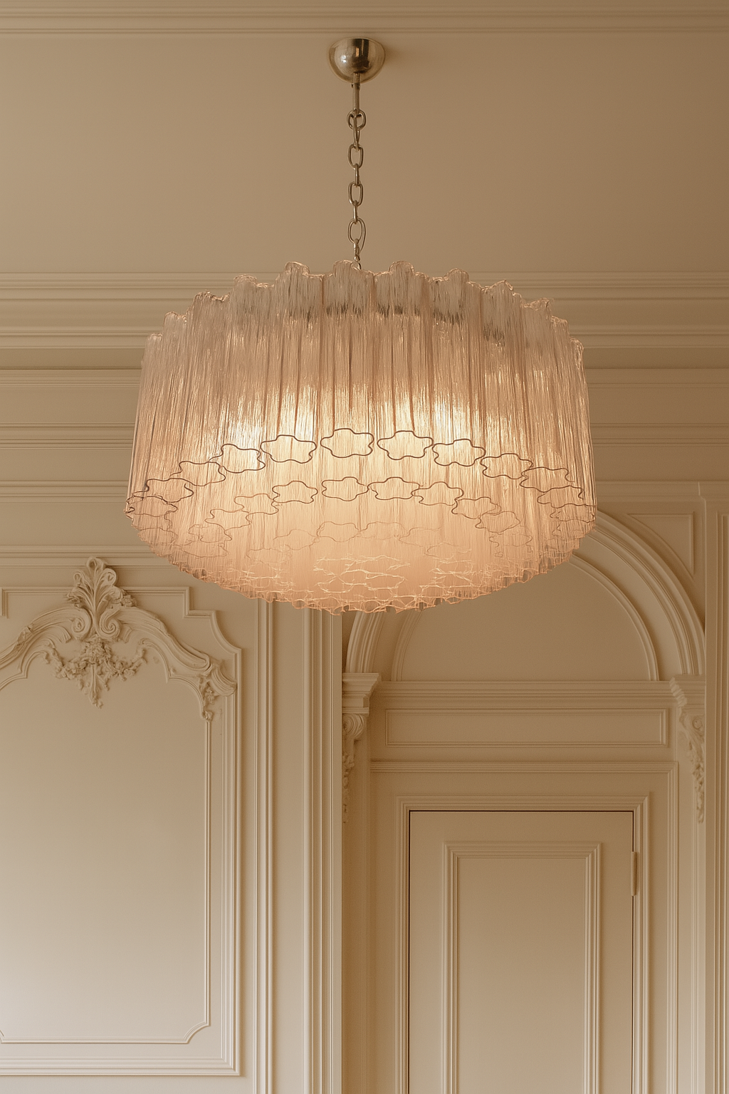 Murano ceiling chandelier Tubular Ø82 - 101 pink glass