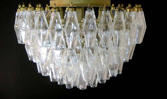Murano Poliedri Ceiling Light Ø60 – 84 Clear Glass Elements