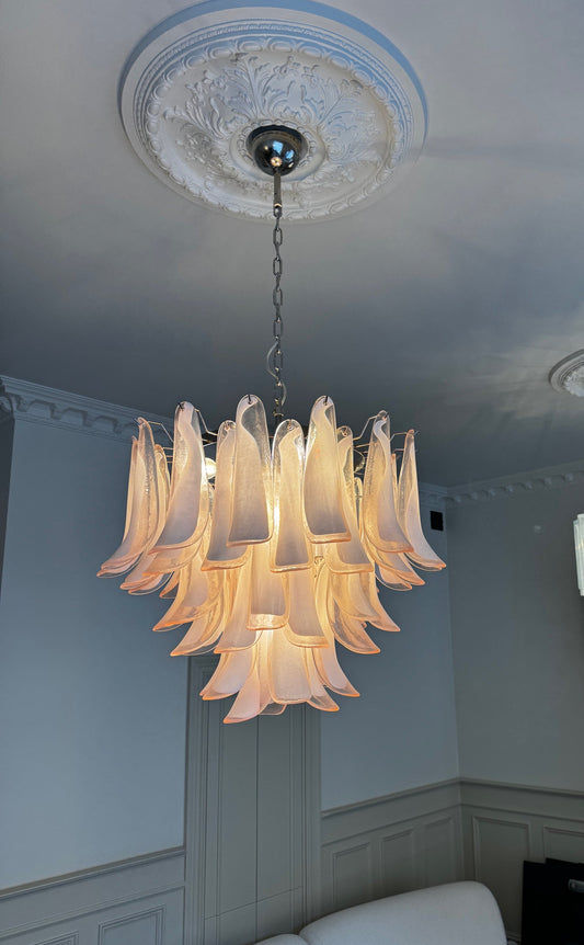 Murano chandelier Mazzega Ø70 - 53 pink glass