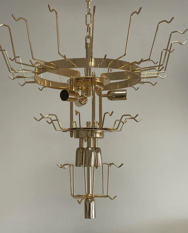 Polished gold frame for Murano lamp Tubular