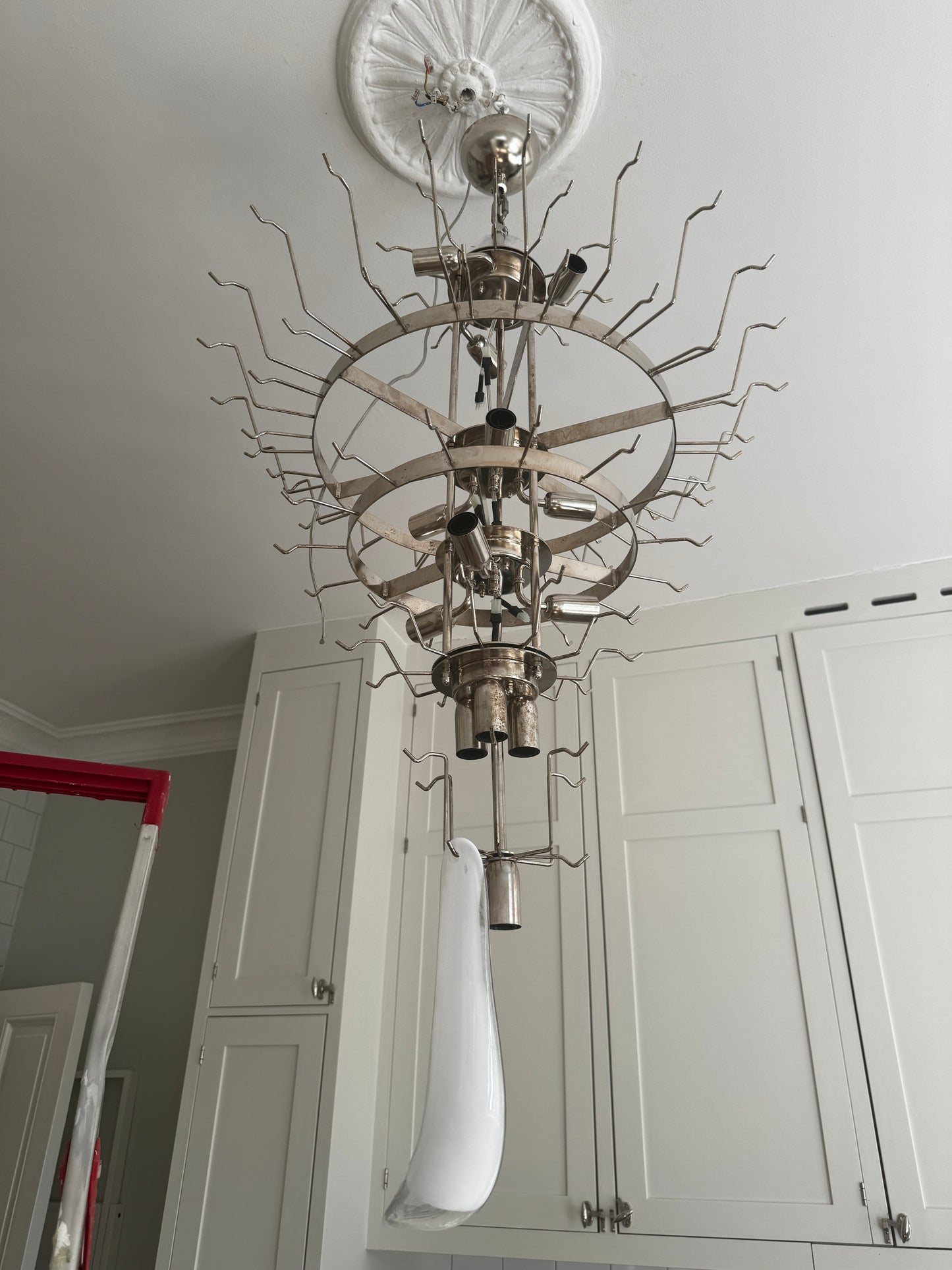 Murano chandelier Mazzega Ø80 - 85 white glass