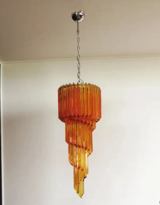 Murano chandelier Quadriedri Spiral Ø40 - 86 amber glass