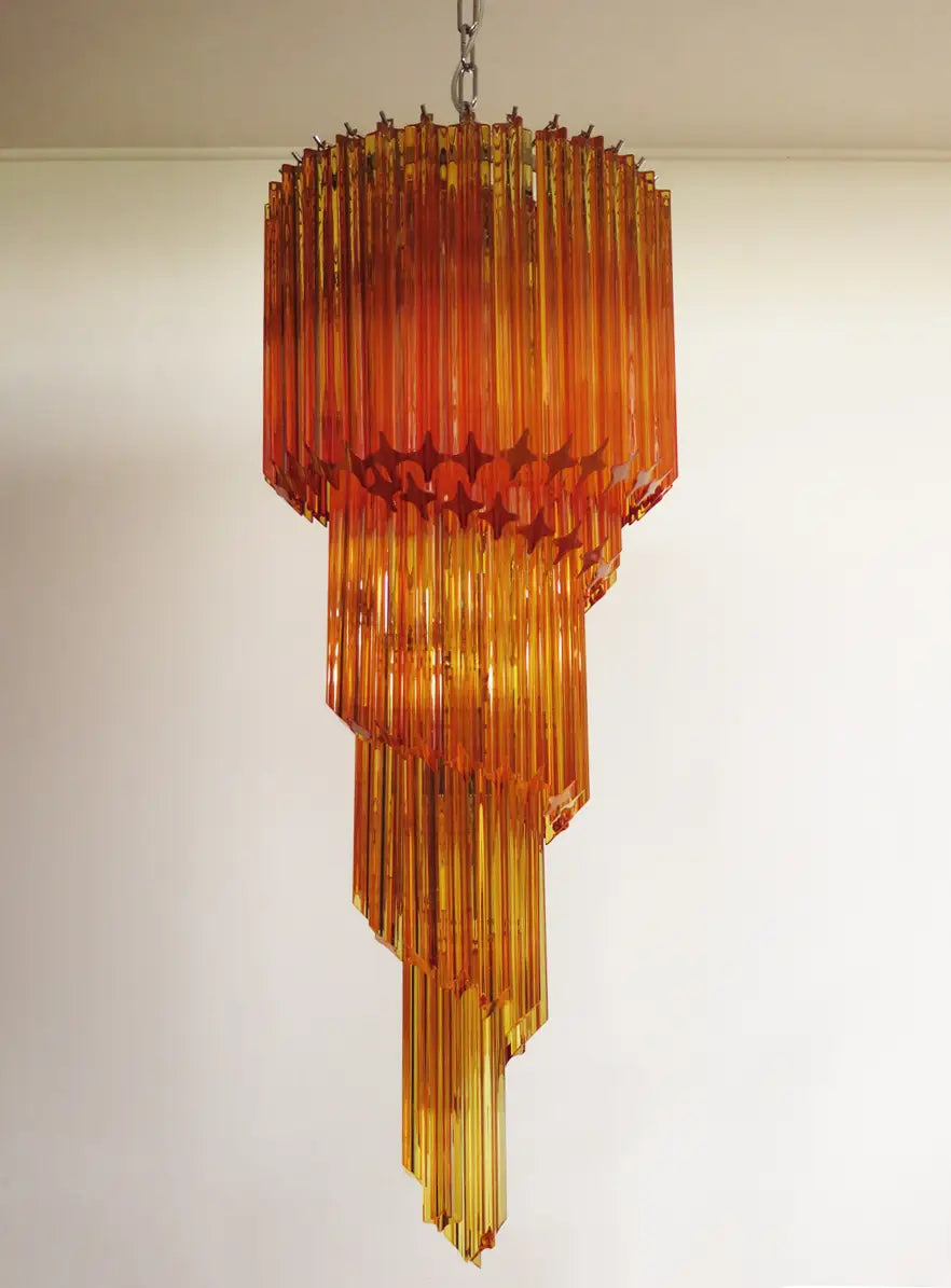 Murano chandelier Quadriedri Spiral Ø40 - 86 amber glass