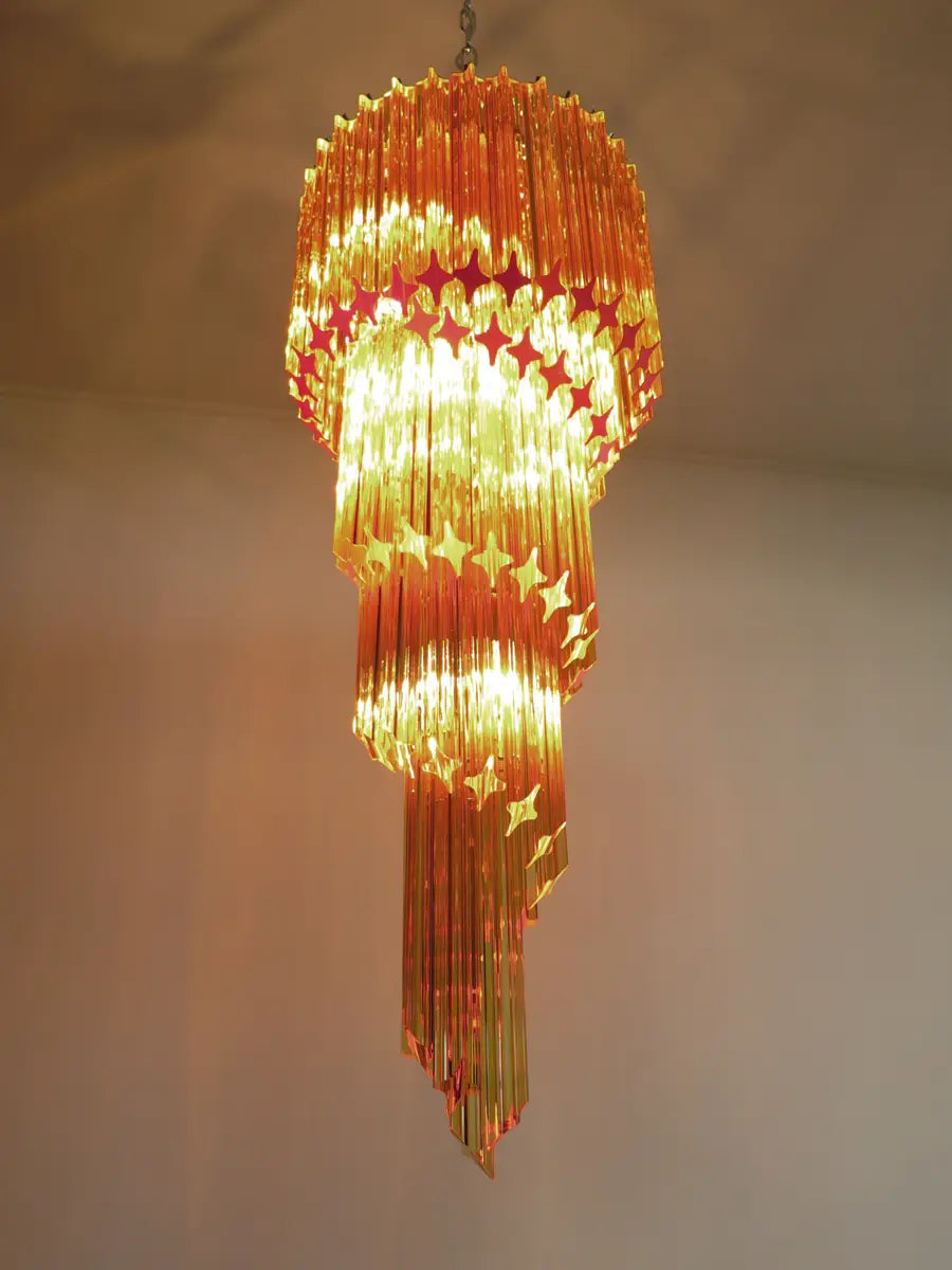 Murano chandelier Quadriedri Spiral Ø40 - 86 amber glass