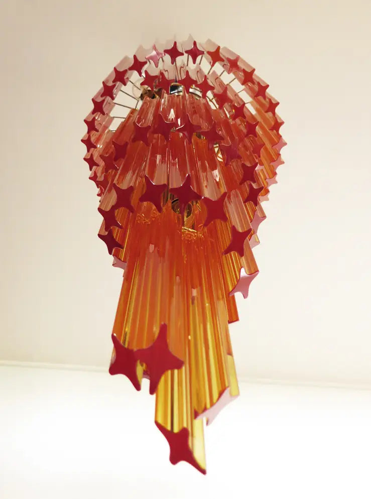 Murano chandelier Quadriedri Spiral Ø40 - 86 amber glass