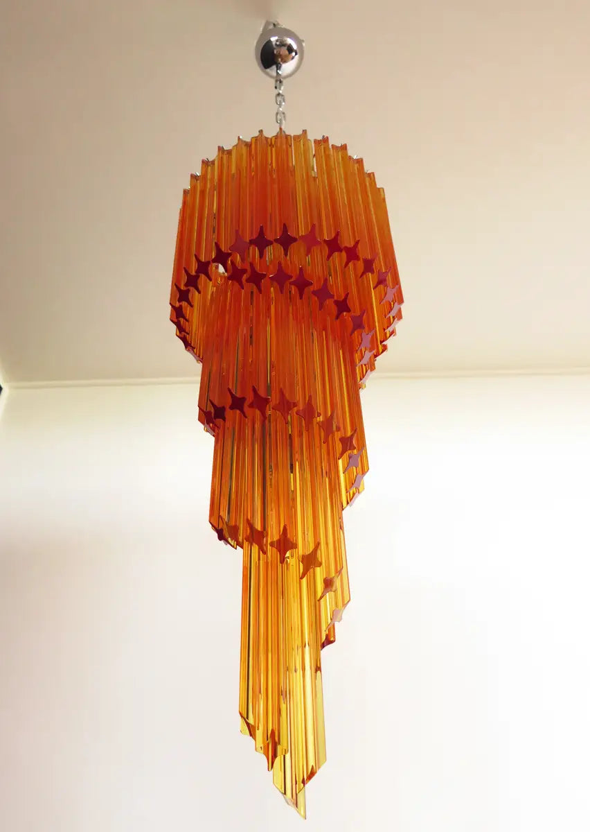 Murano chandelier Quadriedri Spiral Ø40 - 86 amber glass