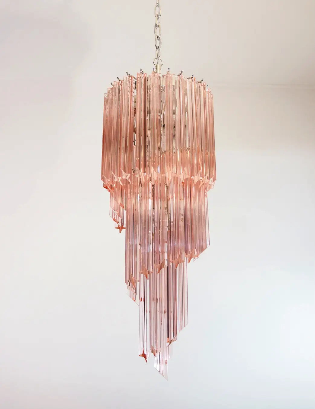 Murano ceiling chandelier Quadriedri Spiral Ø32 - 54 pink glass