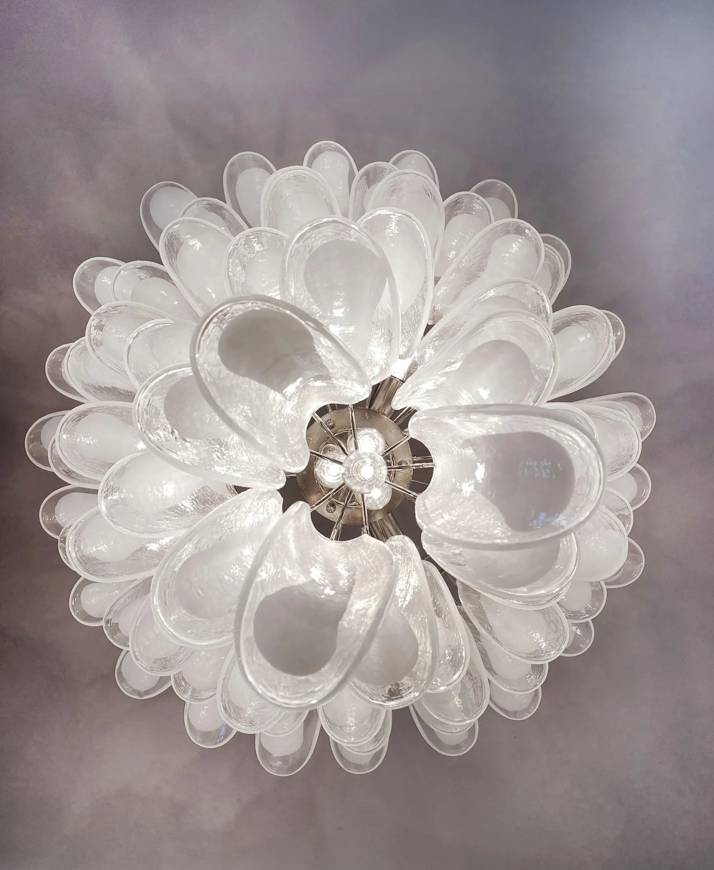 Murano chandelier Mazzega Ø75 - 75 white glass