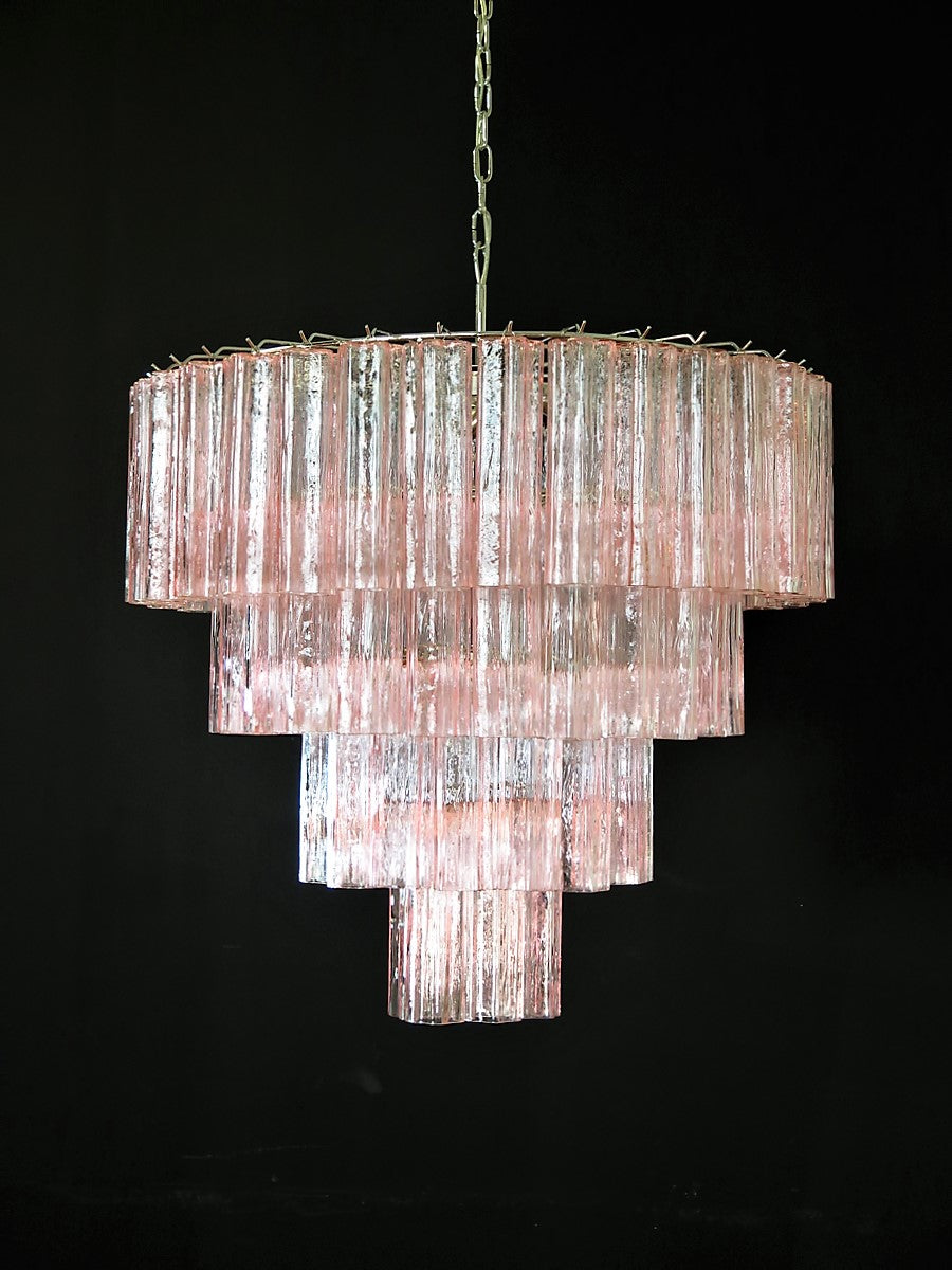 Murano chandelier Tubular Ø85 - 78 pink glass
