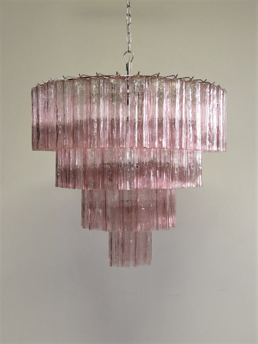 Murano chandelier Tubular Ø85 - 78 pink glass