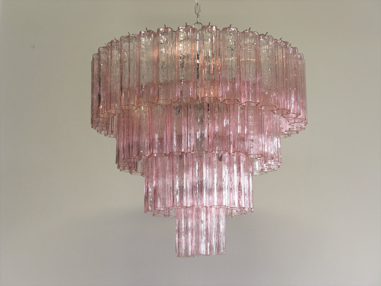 Murano chandelier Tubular Ø85 - 78 pink glass