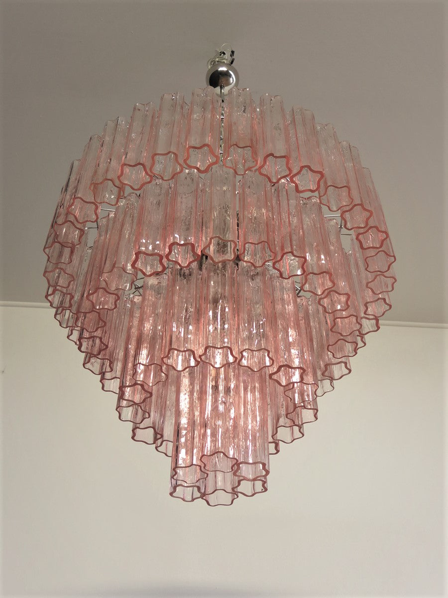 Murano chandelier Tubular Ø85 - 78 pink glass