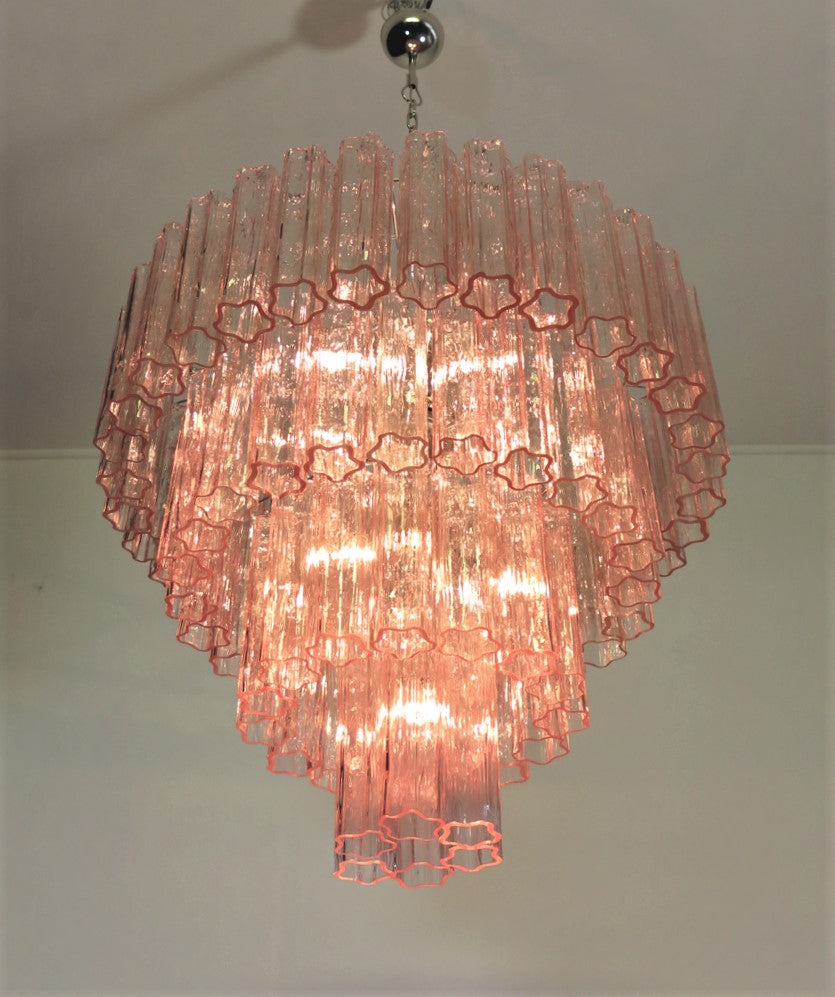 Murano chandelier Tubular Ø85 - 78 pink glass