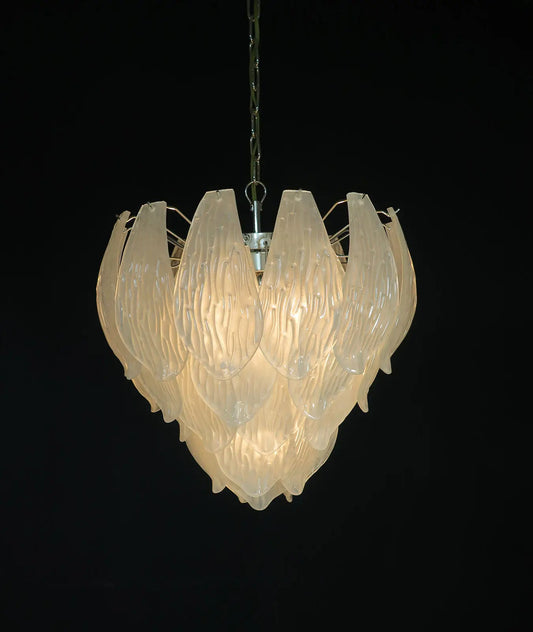 Murano chandelier Tulipe Ø54 – 41 frosted glass leaves