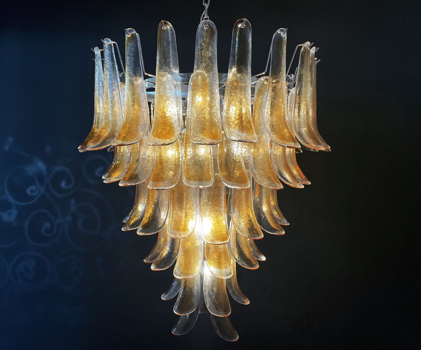 Murano chandelier Mazzega Ø80 - 75 amber