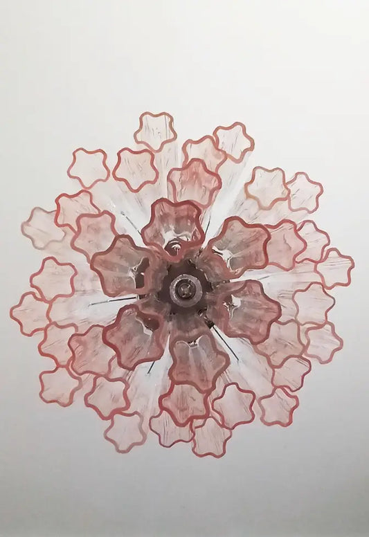 Murano chandelier Tubular Ø58 - 36 pink glass