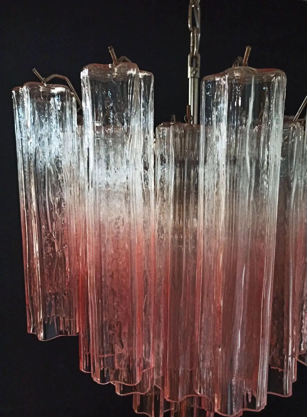 Murano chandelier Tubular Ø58 - 36 pink glass