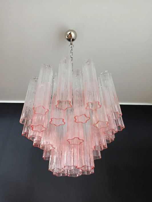 Murano Tubular Chandelier Ø58 – 36 Rose Fade Glass Elements