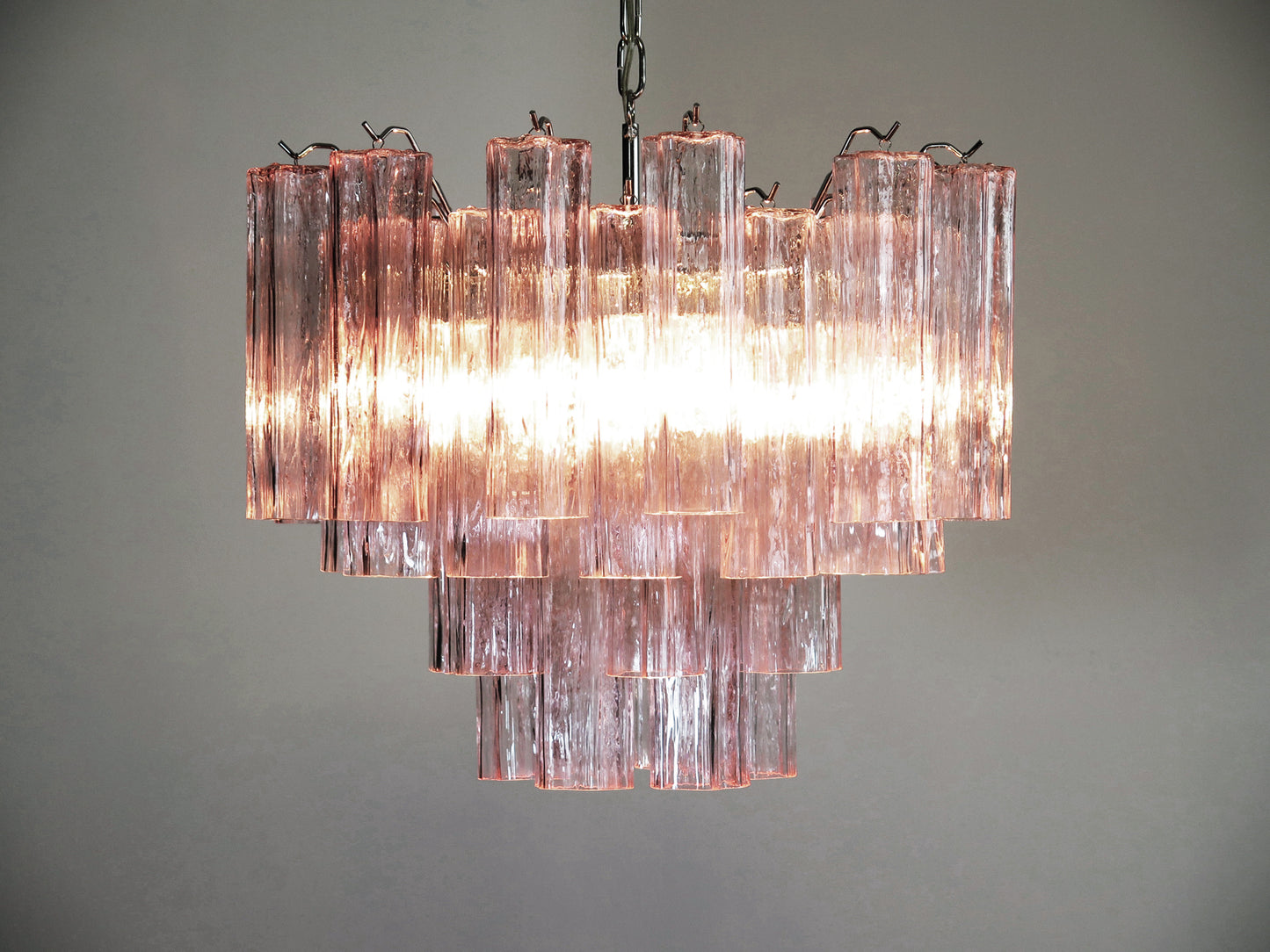 Murano chandelier Tubular Ø58 - 36 pink glass