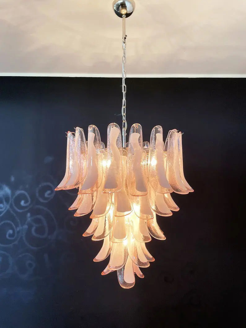 Murano chandelier Mazzega Ø66 - 52 pink glass