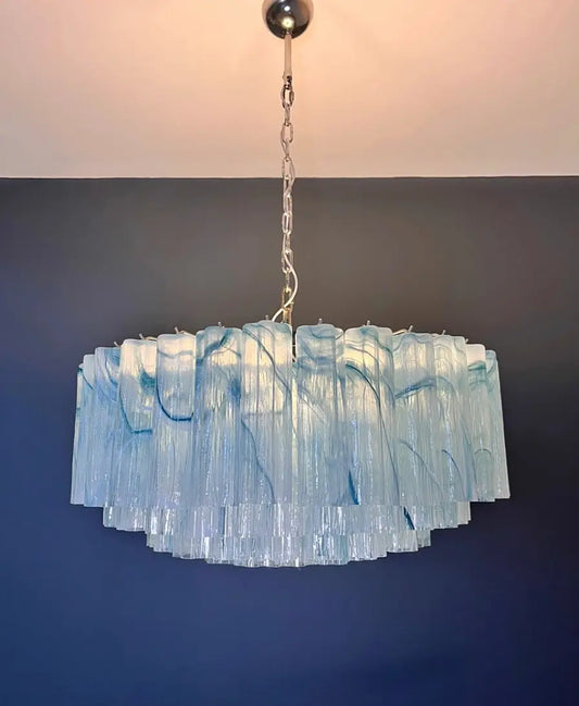 Murano chandelier Tubular Blue Ø82 - 101 alabaster glass