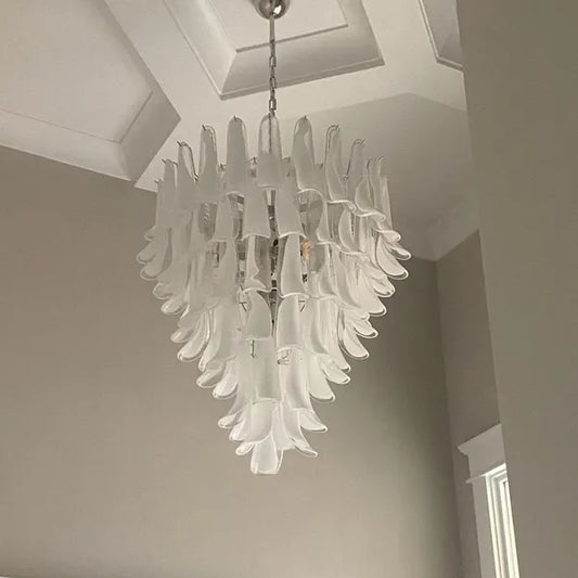 Murano chandelier Mazzega Ø75 - 75 white glass