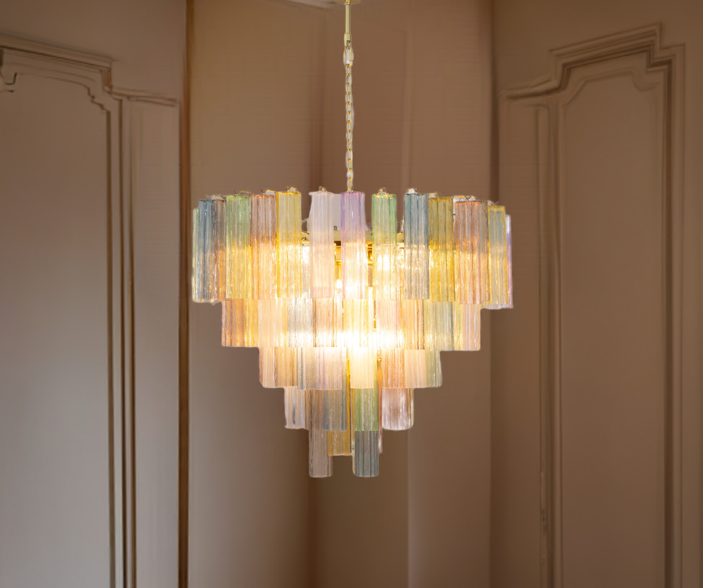 Italian chandelier Tronchi Ø105 - 94 multicolored glasses