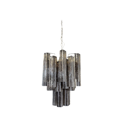 Murano Tubular Chandelier Ø45 – 30 Smoke Glass Elements