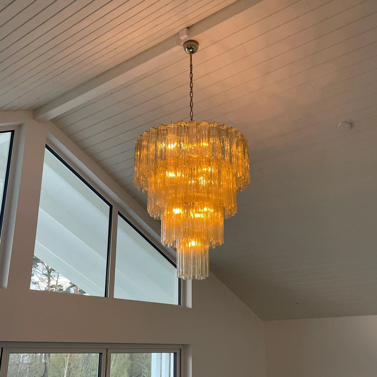 Murano ceiling chandelier Tubular Ø85 - 78 honey colored glass