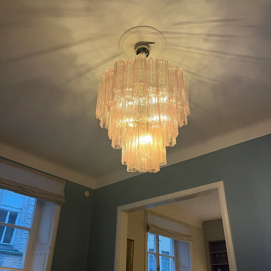 Murano ceiling chandelier Tubular Ø66 - 48 pink glass