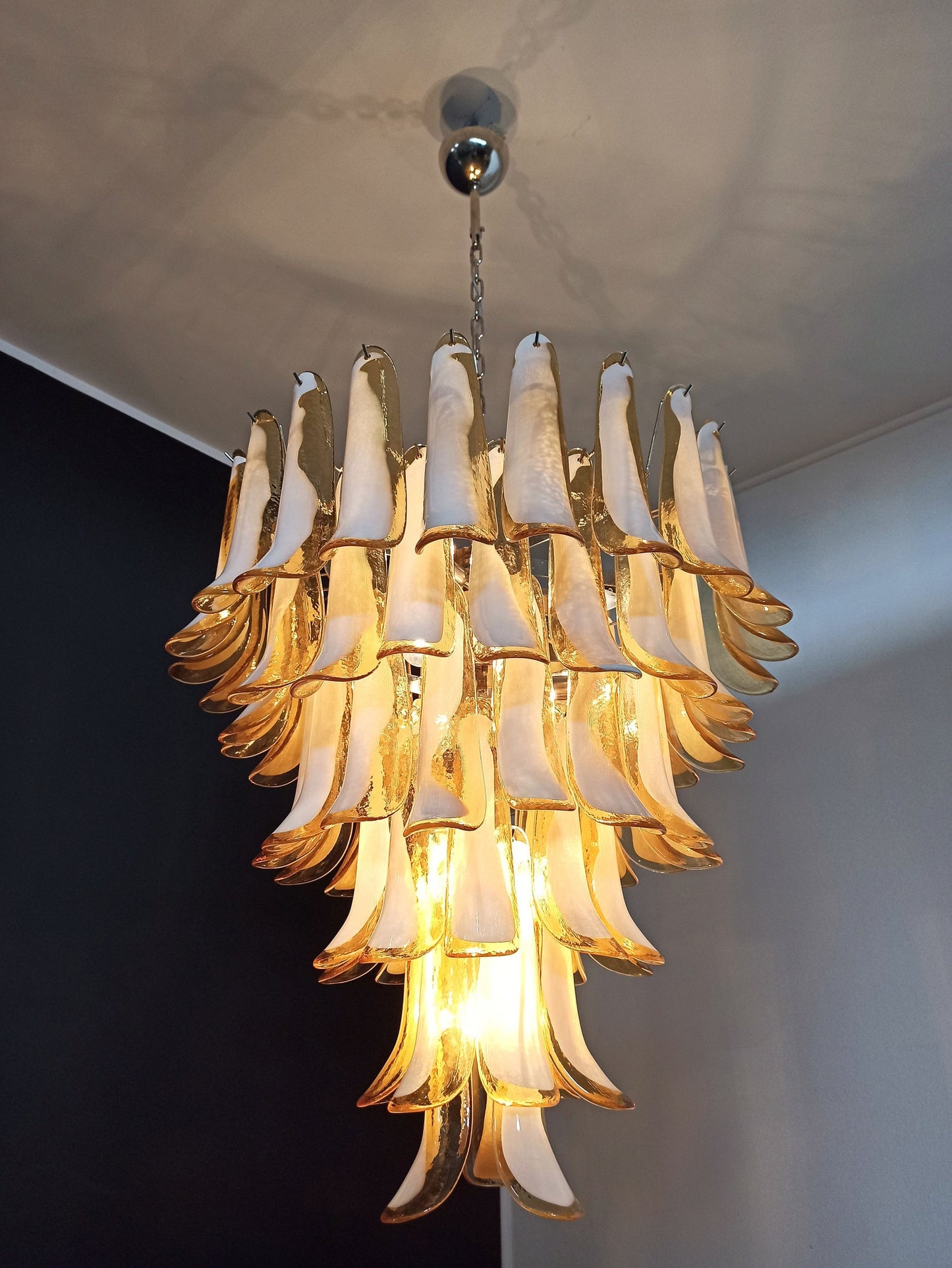 Murano chandelier Mazzega Ø80 - 75 glass in amber color
