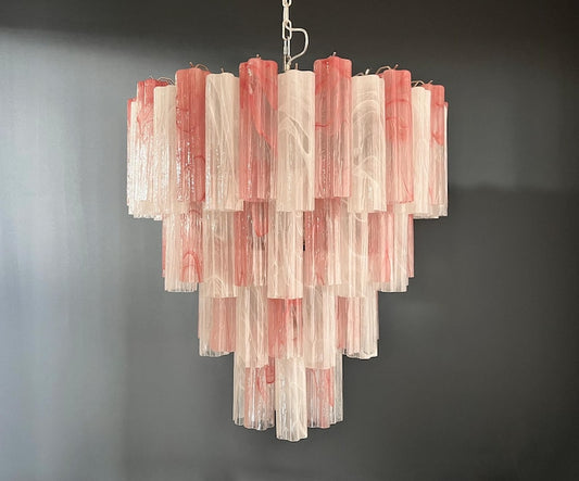Lustre Murano Tubular Ø85 – 80 éléments Milky Blush Swirl