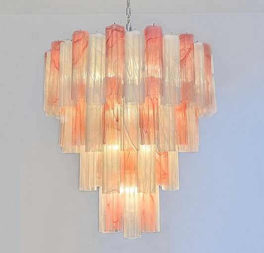 Murano takkrona Tubular Ø85 - 80 glas - Milky Blush Swirl