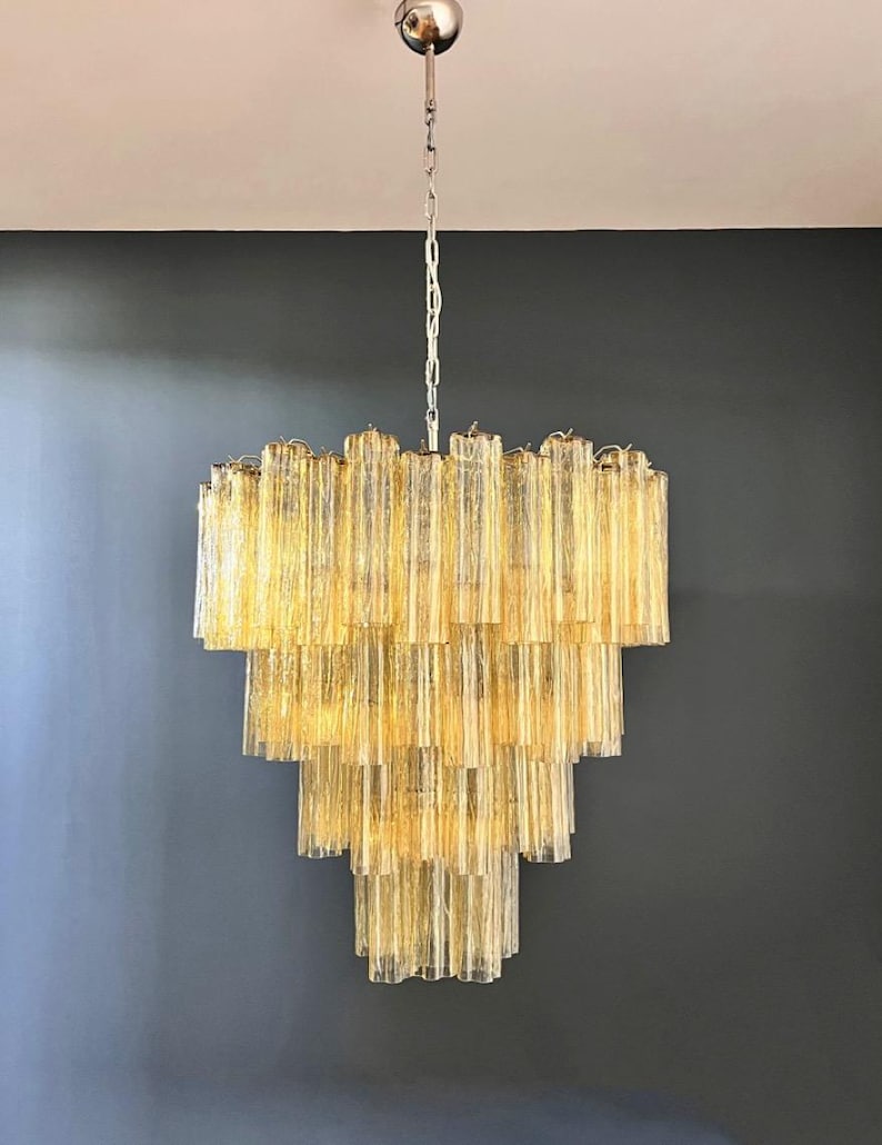 Murano takkrona Tubular Ø85 - 80 glas - Honey