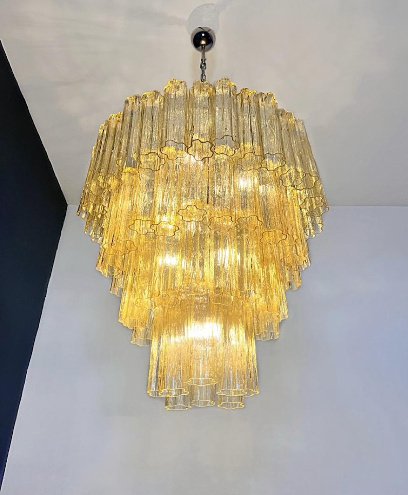 Murano takkrona Tubular Ø85 - 80 glas - Honey