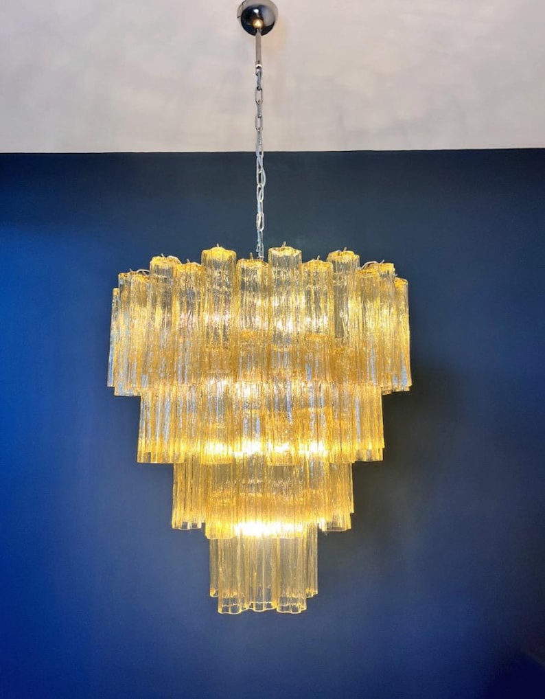 Murano takkrona Tubular Ø85 - 80 glas - Honey