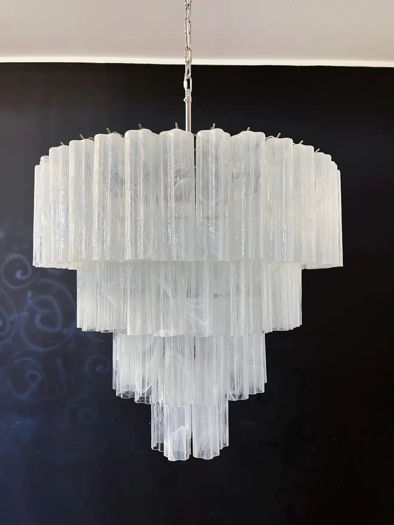 Murano ceiling chandelier Tubular Ø66 - 48 marbled white glasses