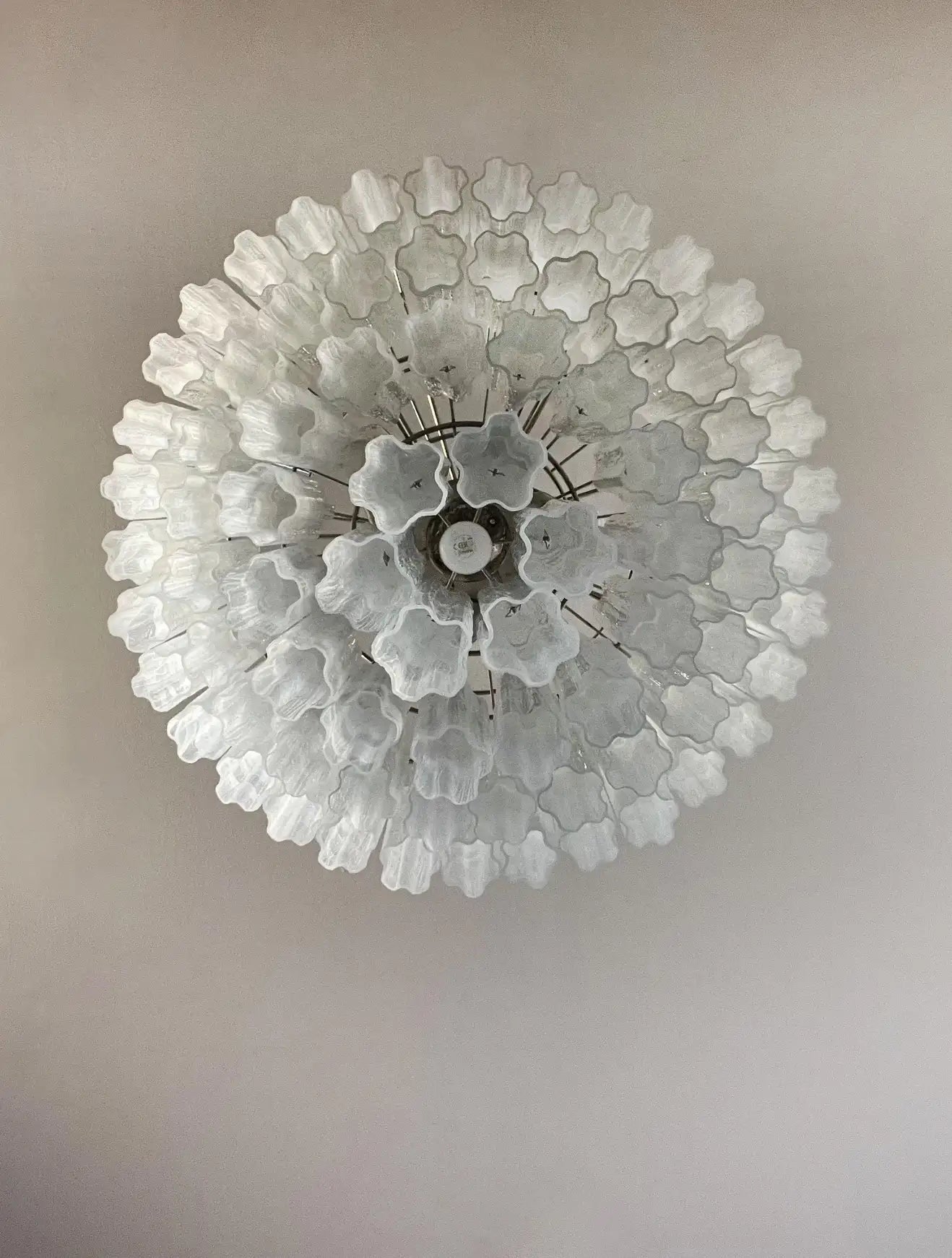 Murano ceiling chandelier Tubular Ø66 - 48 marbled white glasses