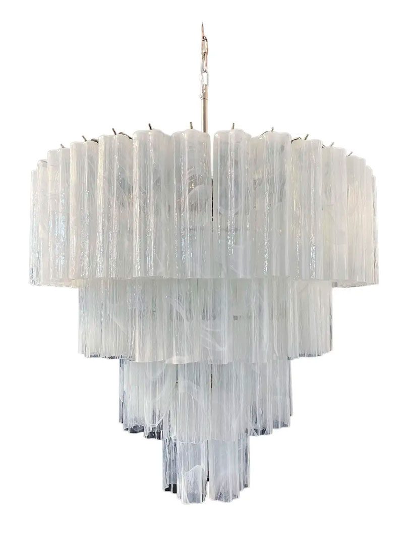 Murano ceiling chandelier Tubular Ø66 - 48 marbled white glasses