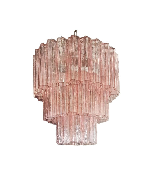 Murano Tubular Chandelier Ø60 – 52 Pink Glass Elements