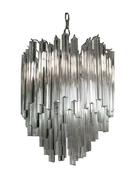 Lustre Murano Triedri Ø45 – 92 prismes en verre transparent