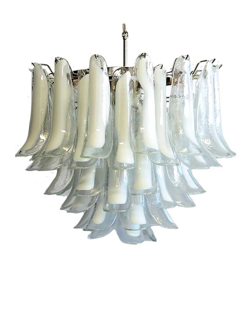 Murano chandelier Mazzega Ø70 - 53 white glasses