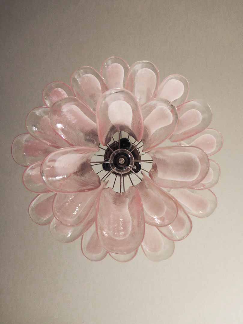 Murano chandelier Mazzega Ø50 - 25 pink glass