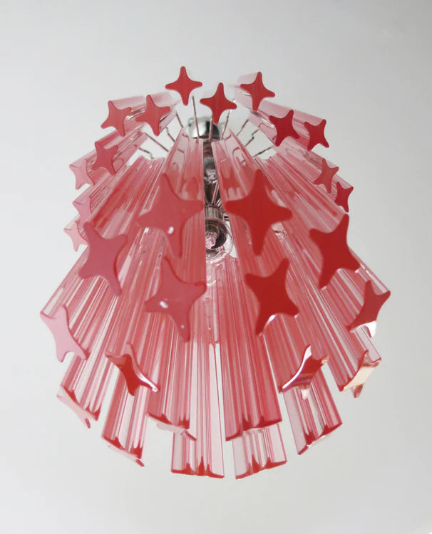 Murano ceiling chandelier Quadriedri Ø32 - 46 pink glass