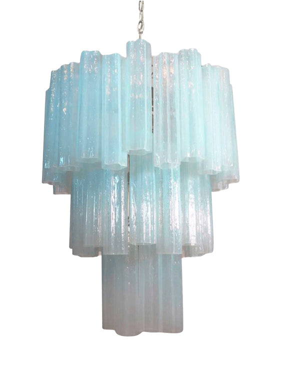 Murano ceiling chandelier Tubular Ø66 - 48 glass light blue